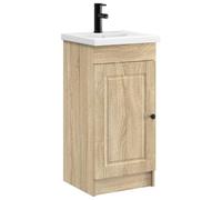 Yisssmeng Armoire de salle de bain avec lavabo et robinet, ensemble de meubles de salle de bain en chêne Sonoma moderne, lavabo compact avec boutons en métal, 42 x 40 x 84,5 cm