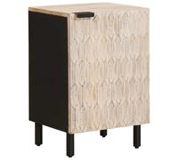 Yisssmeng Armoire de salle de bain en bois de manguier massif - Blanc - 38 x 33 x 58 cm - Armoire de salle de bain compacte avec porte et étagère - Commode de salle de bain élégante pour salle de bain