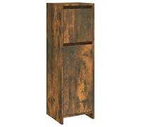 Yisssmeng Armoire de salle de bain en chêne fumé, étroite armoire de salle de bain avec tiroir et porte, 30 x 30 x 95 cm, meuble de salle de bain peu encombrant, charnière de porte flexible