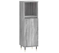 Yisssmeng Armoire de salle de bain gris sonoma 30 x 30 x 100 cm, armoire haute avec espace de rangement, meuble de salle de bain en bois avec pieds en fer, armoire étroite avec porte flexible