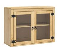 Yisssmeng Armoire en pin massif, commode avec 2 portes pour salon et salle à manger, armoire de rangement moderne comme armoire d'appoint, 80 x 32 x 60 cm, marron miel