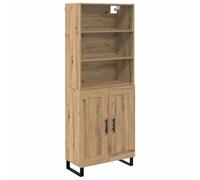 Yisssmeng Armoire Haute 2 Pcs Bois d'Ingénierie Chêne Artisanal 180 cm