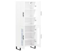 Yisssmeng Armoire haute blanche 69,5 x 34 x 180 cm - Élégante armoire de salon en bois avec portes en verre et pieds en métal - Armoire d'appoint et vitrine moderne pour salon et couloir