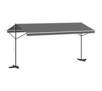 Yisssmeng Auvent autoportant, gris, 5 x 3 m, avec manivelle et cadre en acier, protection solaire pour jardin, terrasse et cour, 500 x 300 x 267 cm, polyester