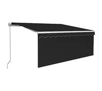 Yisssmeng Auvent Rétractable Manuel 3x2,5 m Store Terrasse Anthracite | Protection sol et ombre réglable pour balcons, jardin et véranda avec structure alu et toile en polyester.