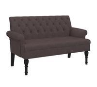 Yisssmeng Banc avec dossier et accoudoirs, 120 cm, banc rembourré en tissu marron foncé, élégant banc de cuisine rembourré avec pieds en bois pour salon, couloir, salle à manger et bureau
