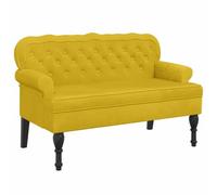 Yisssmeng Banc avec dossier jaune 119,5 x 64,5 x 75 cm - Banc rembourré en velours avec pieds en bois de style antique - Canapé rembourré élégant pour salon, couloir et bureau
