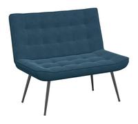Yisssmeng Banc rembourré en velours avec dossier et pieds en métal, canapé 2 places pour salon, chambre à coucher et bureau, bleu, 110 x 74 x 84 cm