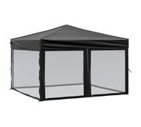 Yisssmeng Barnum Pliable 3x3 m Tente de Réception avec Parois Noir | Idéal pour jardin et camping, ce pavillon en acier offre un grand ombrage avec son toit enduit d'argent.