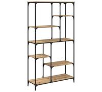 Yisssmeng Bibliothèque en chêne Artisan - 99 x 35,5 x 176 cm - Étagère sur pied en bois avec pieds en métal - Séparateur de pièce moderne avec 6 compartiments pour salon et bureau