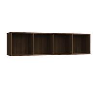 Yisssmeng Bibliothèque Meuble TV Chêne Marron 143x30x36 cm | Étagère murale polyvalente avec 4 compartiments pour salon et bureau, installation verticale ou horizontale.