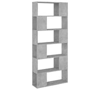Yisssmeng Bibliothèque, séparateur de pièce, gris béton, 80 x 24 x 186 cm, étagère sur pied en bois avec 6 compartiments, bibliothèque moderne pour salon, bureau et bureau