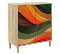 Yisssmeng Bonn Buffet en bois Sonoma 69 x 33 x 75 cm | Armoire d'appoint polyvalente à 2 portes pour salon, salle à manger et couloir. Design décoratif avec pieds surélevés.