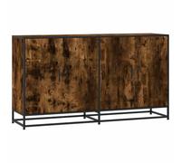 Yisssmeng Buffet 134 x 35 x 76 cm, buffet en chêne fumé, design industriel avec structure en métal, armoire de rangement avec 4 portes pour salon, couloir