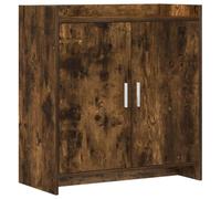 Yisssmeng Buffet 2 Portes Commode Rangement Bois 72x36x80 cm Chêne Fumé | Optimisez la salle à manger ou le couloir avec ce meuble compact à 3 étagères et poignées métalliques élégantes.