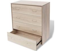 Yisssmeng Buffet 4 Tiroirs 60x30,5x71 cm Commode Rangement Chêne | Meuble de rangement compact avec 4 coulisses fluides et plateau supérieur d'exposition pour salon et couloir.