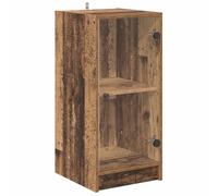 Yisssmeng Buffet Bois Ancien 35x37x75.5 cm en Bois d'Ingénierie Verre | Meuble bas compact avec porte en vitrine pour organiser vaisselle ou déco dans le salon et la salle à manger.