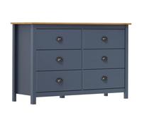 Yisssmeng Buffet Bois de Pin Massif 6 Tiroirs Rangement Salon 125x40x80cm | Meuble bas élégant à 6 coulisses pour optimiser le rangement dans votre salon, séjour ou salle à manger.