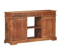 Yisssmeng Buffet en bois d'acacia massif, commode avec 3 tiroirs et 2 portes, buffet au design rustique, finition marron miel, 135 x 35 x 75 cm, pour salon ou couloir