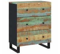 Yisssmeng Buffet en bois vieilli massif 60 x 33 x 75 cm | Armoire d'appoint compacte de style industriel en bois recy vec structure en fer noir pour salon et chambre à coucher.