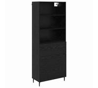 Yisssmeng Buffet Haut 2 Éléments avec Tiroir Chêne Noir 69.5x34x180 cm