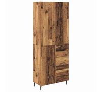 Yisssmeng Buffet Haut 2 Pcs Bois Ancien Aggloméré et Verre 69,5x34x180 cm | Meuble d'angle polyvalent pour salon et salle à manger, intégrant 3 tiroirs et vitrine en verre.
