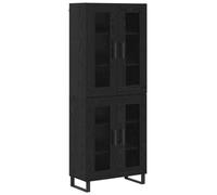 Yisssmeng Buffet Haut 2 pcs Chêne Noir Bois Aggloméré Verre