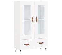 Yisssmeng Buffet Haut Blanc 69,5x31x115 cm Armoire Rangement Verre | Meuble vitrine moderne pour salon avec portes transparentes et pieds metalliques stables pour vaisselle et deco.