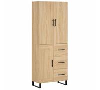 Yisssmeng Buffet Haut Chêne Sonoma 69,5x34x180 cm Rangement Meuble Salon | Armoire haute de rangement avec portes et pieds métalliques, idéale pour optimiser votre salon ou salle à manger.