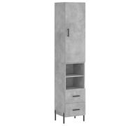 Yisssmeng Buffet Haut Gris Béton 34,5x34x180 cm Bois d'Ingénierie