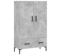 Yisssmeng Buffet haut gris béton - Meuble de salon moderne en bois - Buffet avec pieds et portes en métal - Commode pour couloir et salon - 69,5 x 31 x 115 cm