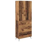 Yisssmeng Buffet Haut Mural Bois Ancien 69,5x34x180 cm Meuble Salon | Gain de place mural pour le salon avec étagères modulables, porte et tiroir discrets pour organiser vos objets.