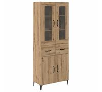 Yisssmeng Buffet Haut Mural Chêne Artisanal 69,5x34x180 cm | Rangement vertical suspendu gain de place pour salon moderne. Meuble robuste en bois d'ingénierie avec pieds en métal.