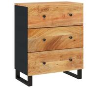 Yisssmeng Buffet industriel en bois d'acacia massif 60 x 33 x 75 cm | Armoire d'appoint compacte en bois véritable et fer pour salon ou couloir. Offre beaucoup d'espace de rangement dans un petit