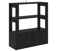 Yisssmeng Buffet noir et aspect chêne, commode moderne avec 2 portes, armoire compacte pour salon ou couloir, beaucoup d'espace de rangement, en bois robuste, 80 x 30 x 90 cm