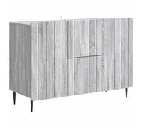 Yisssmeng Buffet Sonoma gris, 89 x 34,5 x 62 cm, commode avec 2 tiroirs et 2 portes, armoire de salon avec pieds en acier stables, armoire moderne en bois pour espace de rangement dans la salle à
