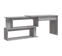 Yisssmeng Bureau d'Angle Rotatif 200x50 cm Bois d'Ingénierie Gris | Design pivotant modulable avec rangements ouverts pour optimiser l'espace de votre bureau, studio ou chambre à coucher.