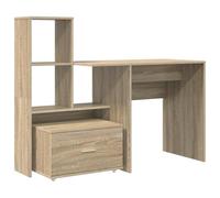 Yisssmeng Bureau moderne en chêne Sonoma - 131,5 x 50 x 106,5 cm - En bois avec espace de rangement - Bibliothèque à monter à droite/à gauche - Peu encombrant - Pour salon, chambre à coucher, bureau à