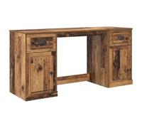 Yisssmeng Bureau mural avec armoire en bois vieilli - 154,5 x 50 x 75 cm - Design moderne peu encombrant - En bois robuste et durable - Pour bureau à domicile, bureau et étude