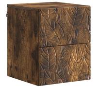 Yisssmeng Cabinet de Chevet Mural 2 Tiroirs Chêne Fumé 34,5x33x40 cm | Design suspendu gain de place avec 2 tiroirs spacieux. Idéal pour la chambre moderne, apportant style et rangement.