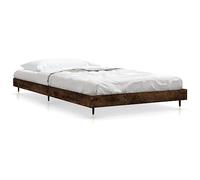 Yisssmeng Cadre de lit 100 x 200 cm, chêne fumé, lit simple, cadre de lit avec sommier à lattes et pieds en métal, lit futon moderne pour chambre à coucher et chambres d'amis