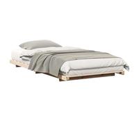 Yisssmeng Cadre de lit 100 x 220 cm marron en pin massif pour matelas simple, lit futon moderne plat en bois pour chambre à coucher et chambre d'adolescent