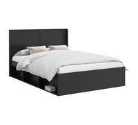 Yisssmeng Cadre de lit 120 x 200 cm avec espace de rangement et tête de lit, cadre de lit noir en bois avec sommier à lattes, lit futon moderne, lit simple pour chambre à coucher et chambre