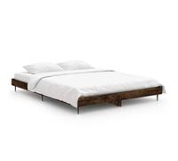 Yisssmeng Cadre de lit 135 x 190 cm - Chêne fumé - Cadre de lit avec sommier à lattes et pieds en métal - Lit double moderne futon pour chambre à coucher, chambre d'adolescent