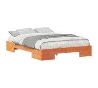 Yisssmeng Cadre de lit 135 x 190 cm en bois de pin massif, cadre de lit marron, lit futon stable pour chambre à coucher, cadre de lit plat en bois, dimensions 193,5 x 138,5 x 25 cm