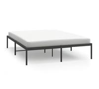 Yisssmeng Cadre de lit 160 x 200 cm en métal noir, cadre de lit stable en acier avec sommier à lattes et pieds centraux, lit double moderne pour chambre à coucher et lit d'appoint