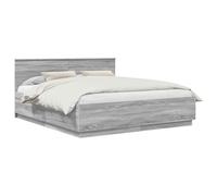 Yisssmeng Cadre de lit 180 x 200 cm en bois, lit double moderne avec tête de lit murale, lit futon stable pour chambre à coucher, structure en design Sonoma gris, 210 x 183 x 90 cm
