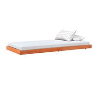 Yisssmeng Cadre de lit 70 x 190 cm en bois de pin massif avec sommier à lattes, lit futon plat simple pour chambre à coucher et chambre d'amis, marron ciré