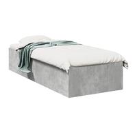 Yisssmeng Cadre de lit 75 x 190 cm en bois gris béton avec sommier à lattes, lit simple pour chambre à coucher et chambre d'amis, lit futon moderne sans matelas