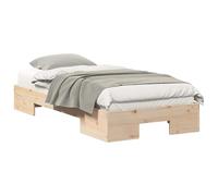 Yisssmeng Cadre de lit 75 x 190 cm, marron, cadre de lit de sol en bois de pin massif, lit futon stable pour chambre à coucher, lit simple plat en bois massif 193,5 x 78,5 x 25 cm